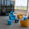 Tenjam Amped Chairs & Tables in anthracite, Light Blue, and Yellow