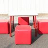 Tenjam Session Cube red with Outdoor Table – red legs and white top
