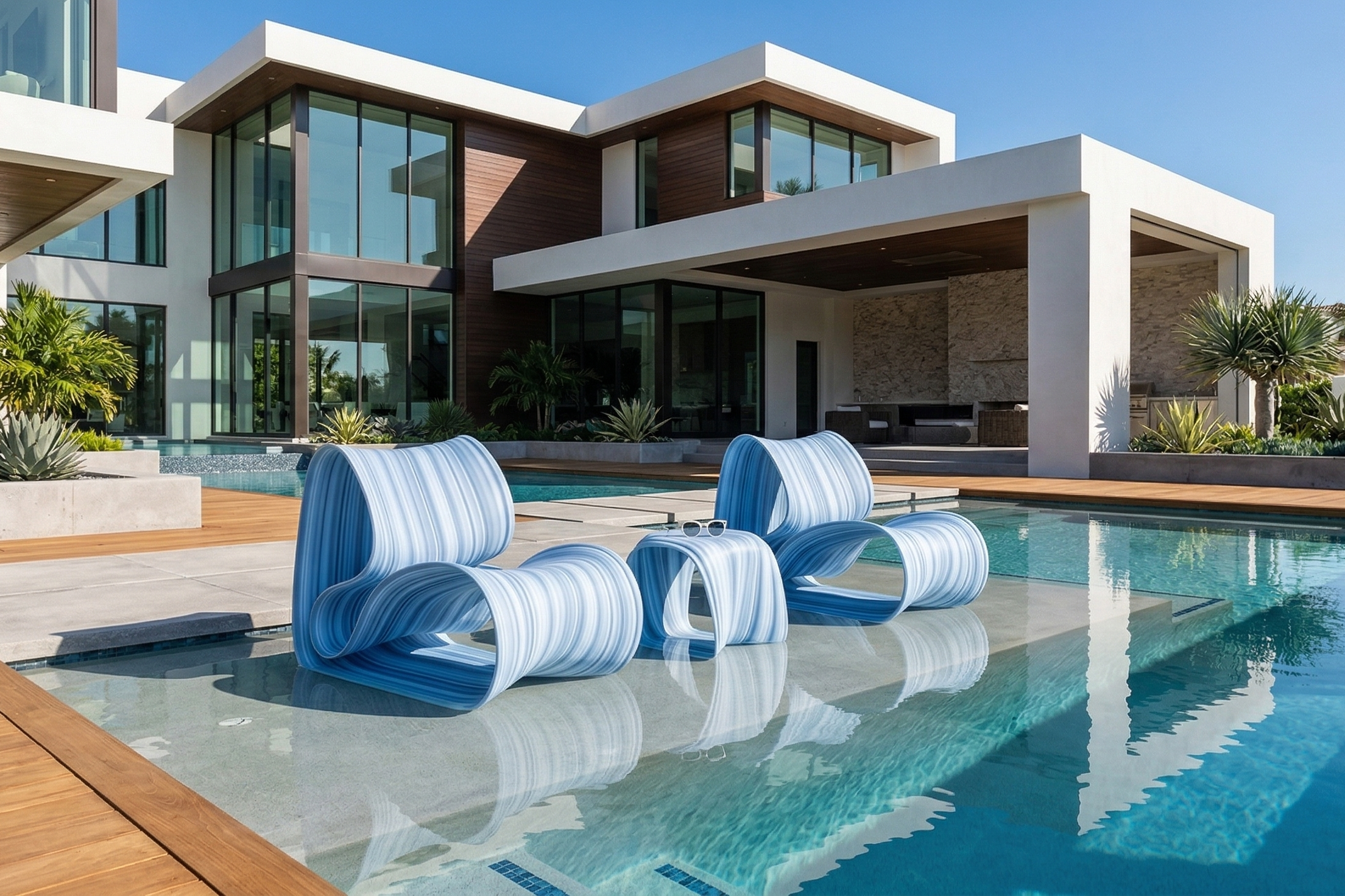 Baja Pool 10 Luxurious House Swimming Pool with Tenjam Pool Baja Series Club Chair